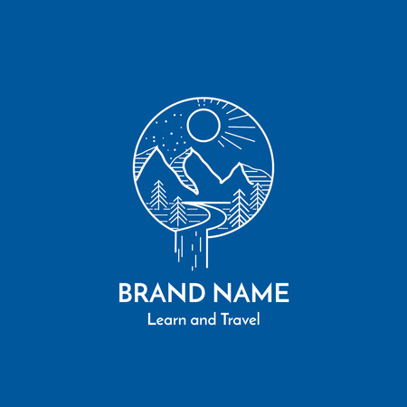 Learn and Travel Offer on Blue Animated Logo Design Template