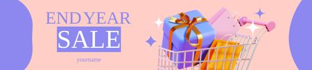 Ontwerpsjabloon van Ebay Store Billboard van End Year Sale Announcement with Gifts