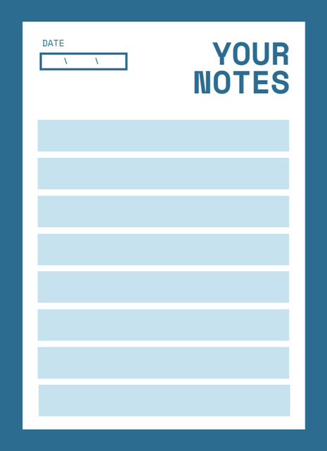 Minimal Daily Business Notes in Blue Frame Notepad 4x5.5in Design Template