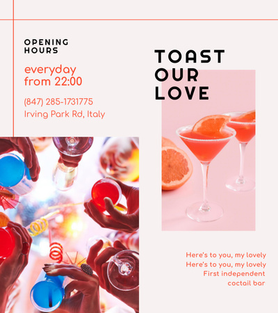 Cooling Summer Cocktail with Grapefruit Brochure 9x8in Bi-fold Design Template