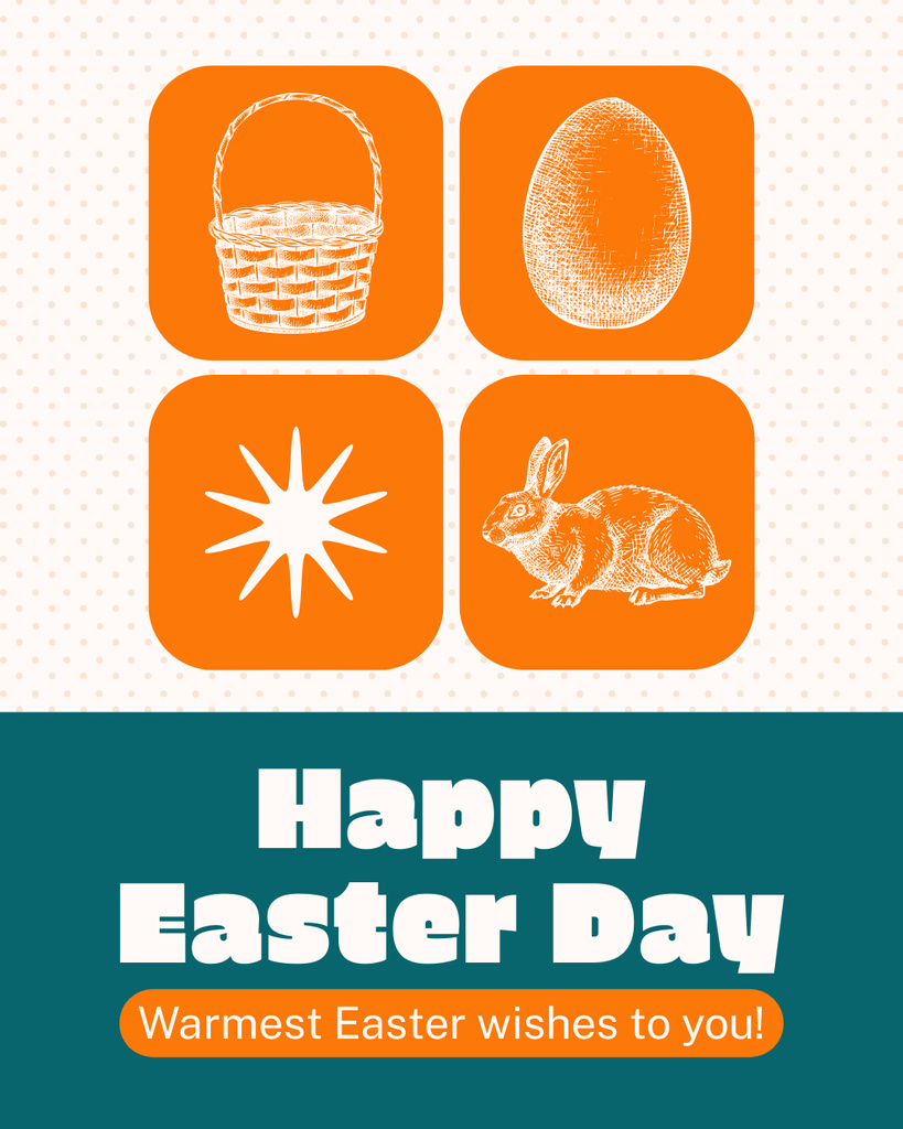 Easter Day Greetings with Cute Illustration Instagram Post Vertical Design Template