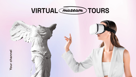 Girl in VR Glasses With Sculpture Youtube tervezősablon