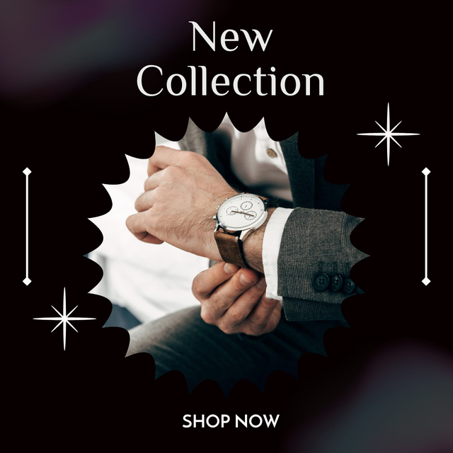 Ontwerpsjabloon van Instagram van New Stylish Watches Collection Annnouncement