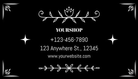 Plantilla de diseño de Oferta de servicio de tatuador con decoración floral Business Card US 