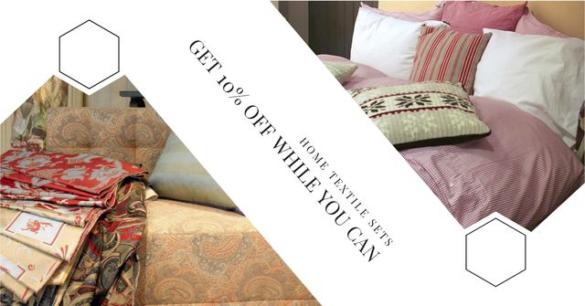 Modèle de visuel Home Textile Offer with Cozy bedroom - Facebook AD