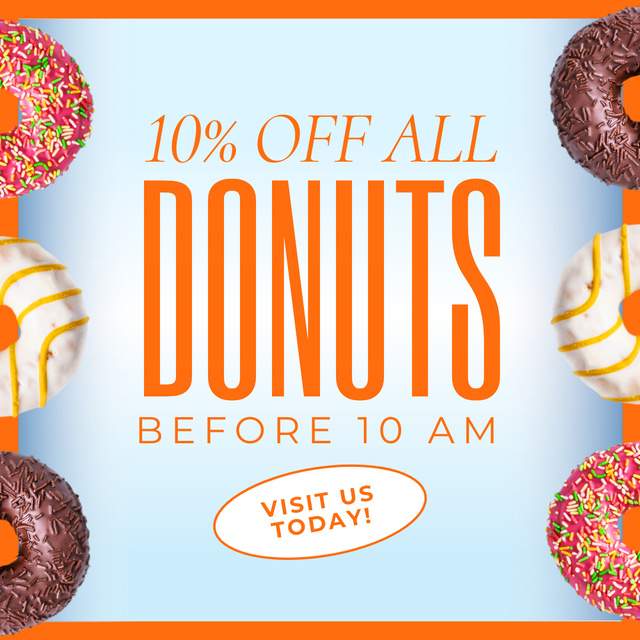 Ontwerpsjabloon van Animated Post van Morning Discount On Glazed Doughnuts