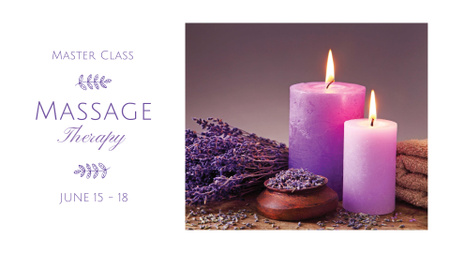 Massage Therapy Masterclass Announcement with Aroma Candles FB event cover Πρότυπο σχεδίασης