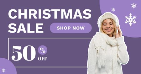 Designvorlage Winter Clothes Christmas Sale Lilac für Facebook AD