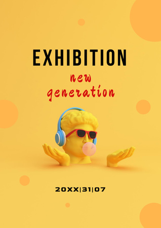 Anúncio de exposição com escultura em óculos de sol Poster Modelo de Design