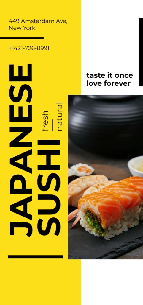 Modèle de visuel Japanese Restaurant Advertisement with Fresh Sushi - Flyer DIN Large