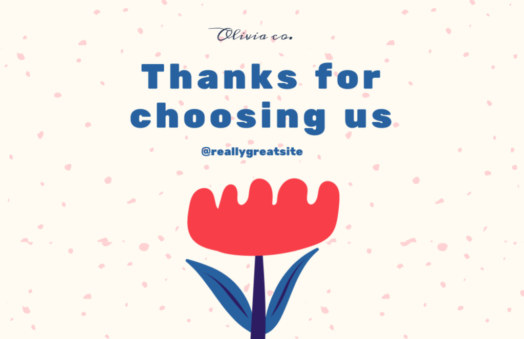 Modèle de visuel Thank You For Choosing Us Message with Hand Drawn Tulip - Thank You Card 5.5x8.5in