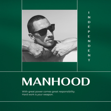 Manhood Inspiration with Confident Man Instagram Design Template