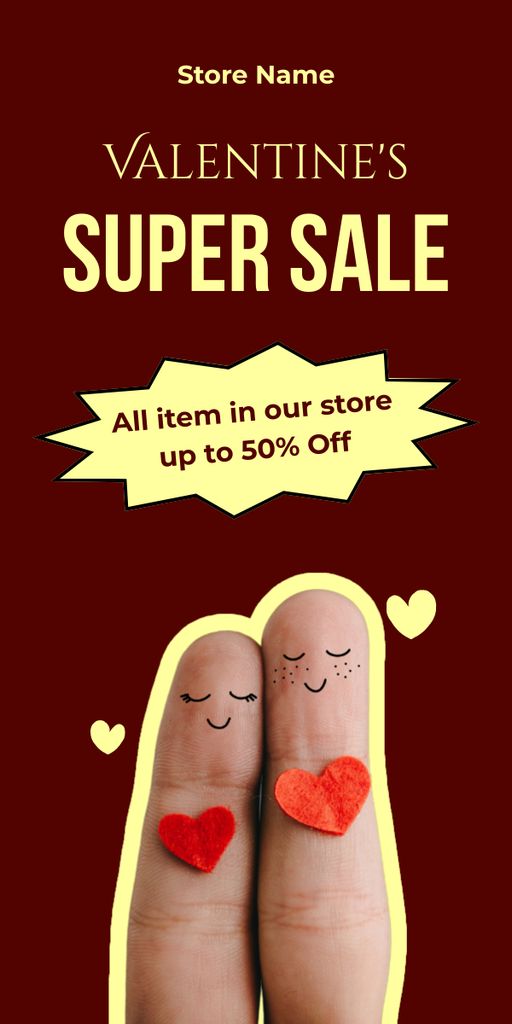 Sale Announcement for All Items for Valentine's Day Graphic Tasarım Şablonu
