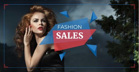 Sale Announcement with Stunning Young Woman Facebook AD Design Template