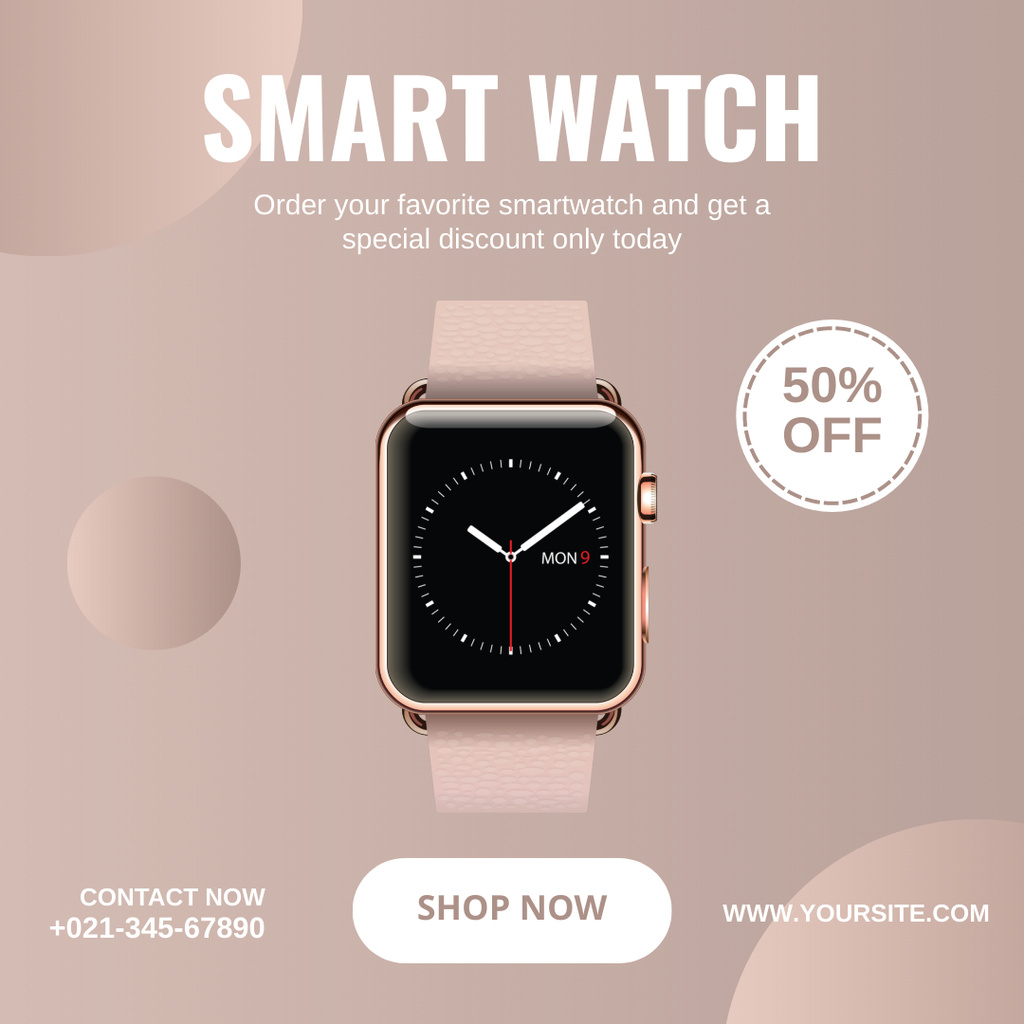 Ontwerpsjabloon van Instagram van Discount on Smart Watch Pastel Tones