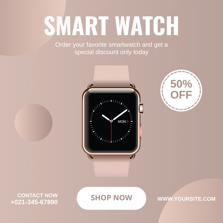 Discount on Smart Watch Pastel Tones Instagram Design Template