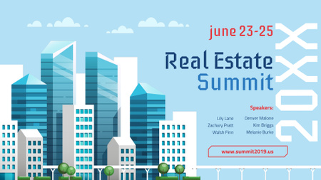 Real Estate Event Modern Glass Buildings FB event cover Design Template