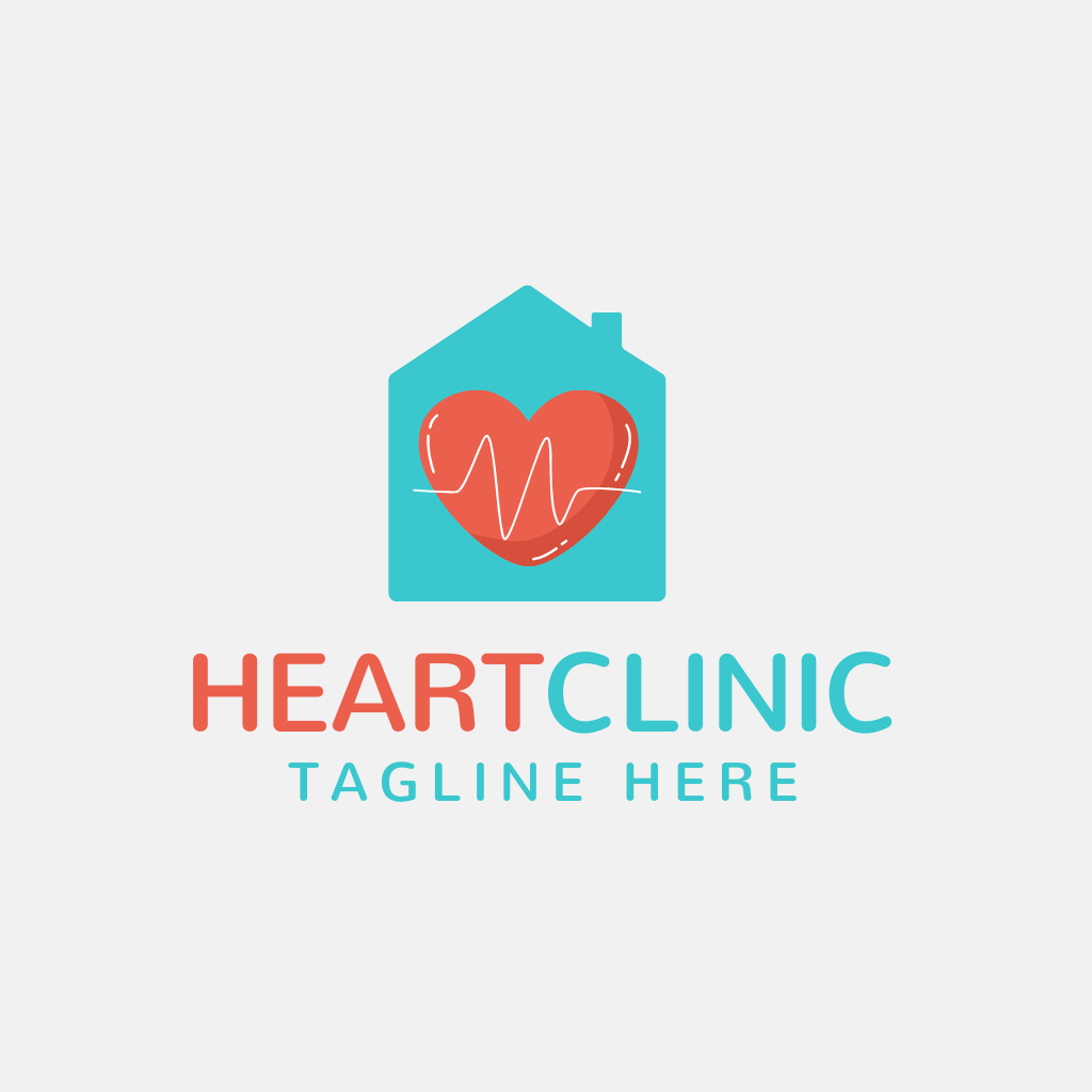 Heart Clinic Emblem Logo Design Template