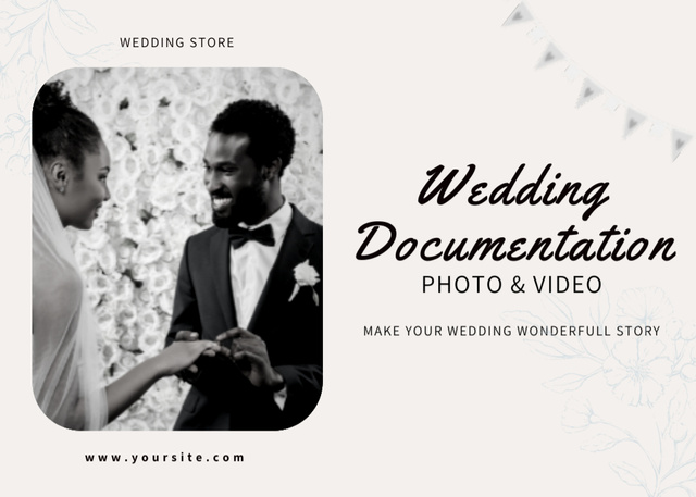 Ontwerpsjabloon van Postcard 5x7in van Wedding Photo Services Ad