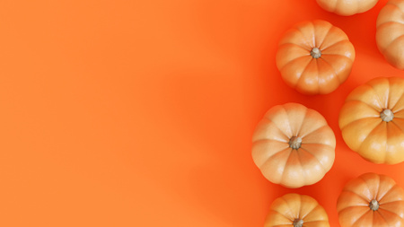 Autumn Mood with Orange Pumpkins Zoom Background Design Template