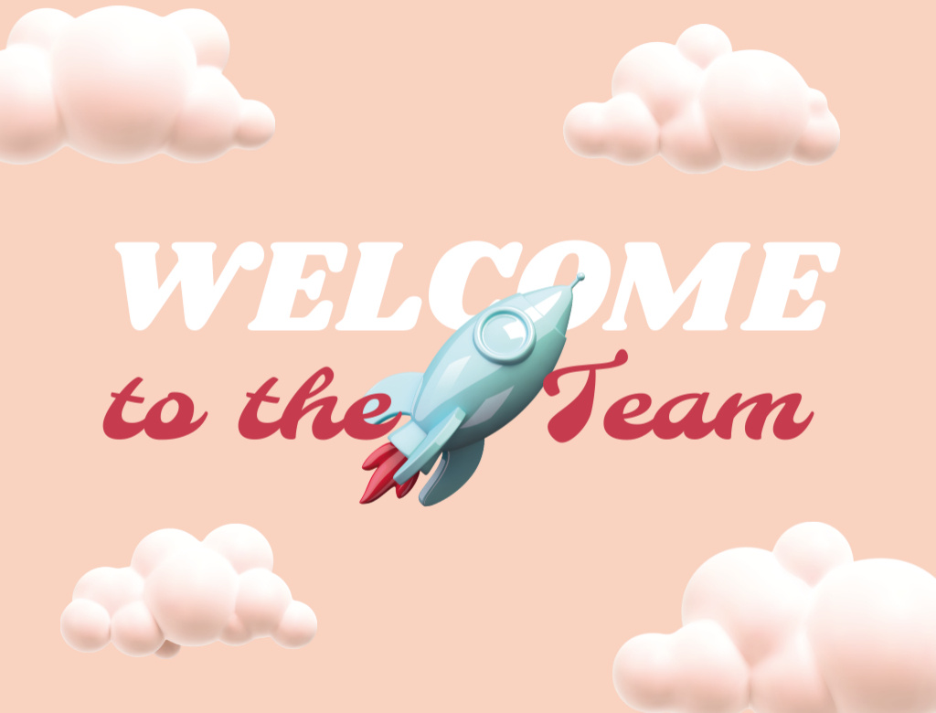 Welcome Phrase With Festive Rocket Postcard 4.2x5.5in Design Template