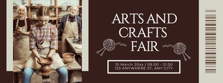 Announcement of Craft Fair with Pottery Workshop Ticket – шаблон для дизайну