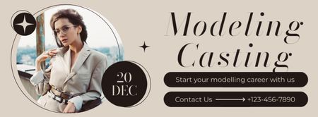 Model Casting with Woman in Costume Facebook cover Design Template