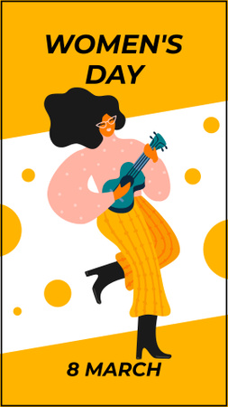 Plantilla de diseño de Mujer tocando la guitarra en el Día Internacional de la Mujer Instagram Story 