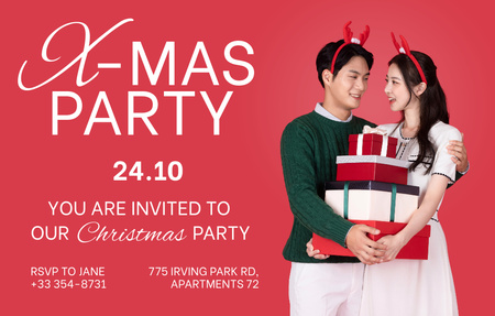 Festive Party Announce For Christmas Invitation 4.6x7.2in Horizontal Design Template