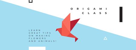 Plantilla de diseño de Origami Learning Offer with Paper Bird Facebook cover 