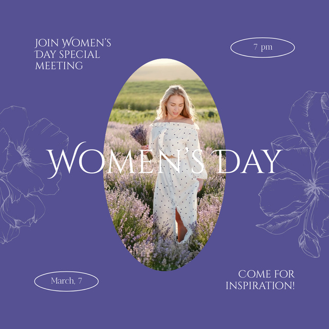Ontwerpsjabloon van Animated Post van Lavender And Special Meeting On Women’s Day