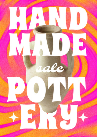 Designvorlage Handmade Pottery Ad with Clay Pot für Flyer A4