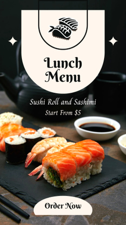 Lunch Menu Offer with Sushi  Instagram Story Design Template