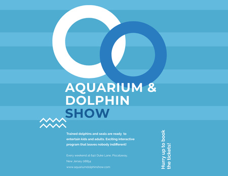 Designvorlage Aquarium Dolphin show invitation in blue für Flyer 8.5x11in Horizontal