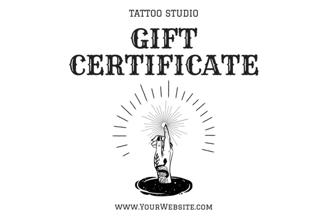 Template di design Tattoo Studio Offer With Hand Sketch Gift Certificate