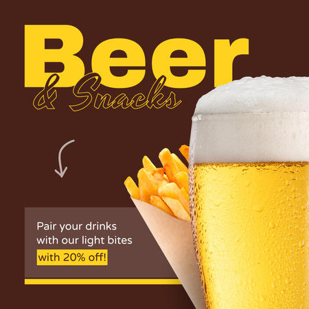 Stunning Beer And Snacks With Discounts In Bar Animated Post Design Template