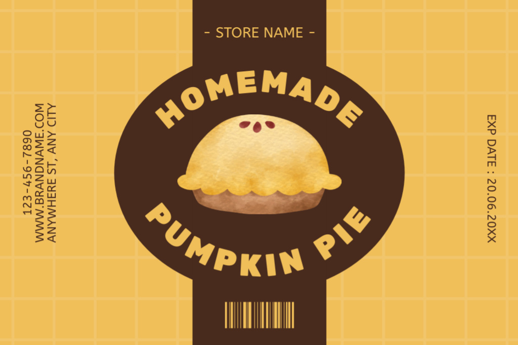 Homemade Pumpkin Pie Label Tasarım Şablonu