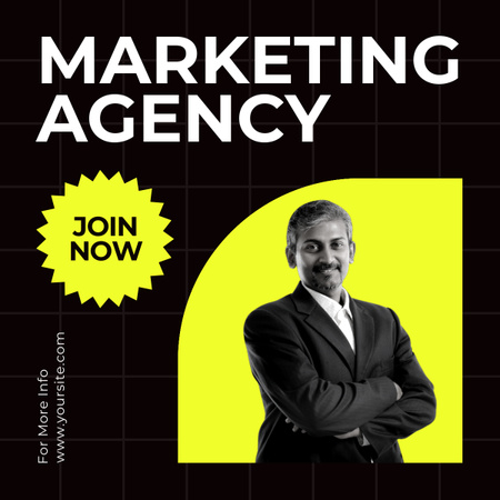 Template di design Offerta dell'agenzia di marketing su Black and Green Simple LinkedIn post