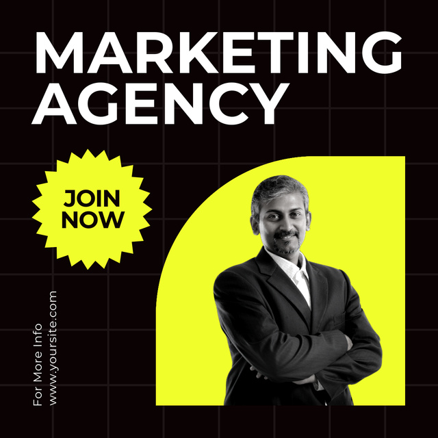 Marketing Agency Offer on Black and Green Simple LinkedIn postデザインテンプレート