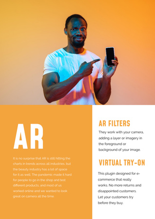 Plantilla de diseño de Joven afroamericano se ofrece a probar el trabajo de la aplicación Newsletter 