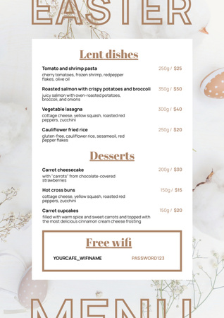 Easter Special Offer of Festive Dishes Menu Design Template