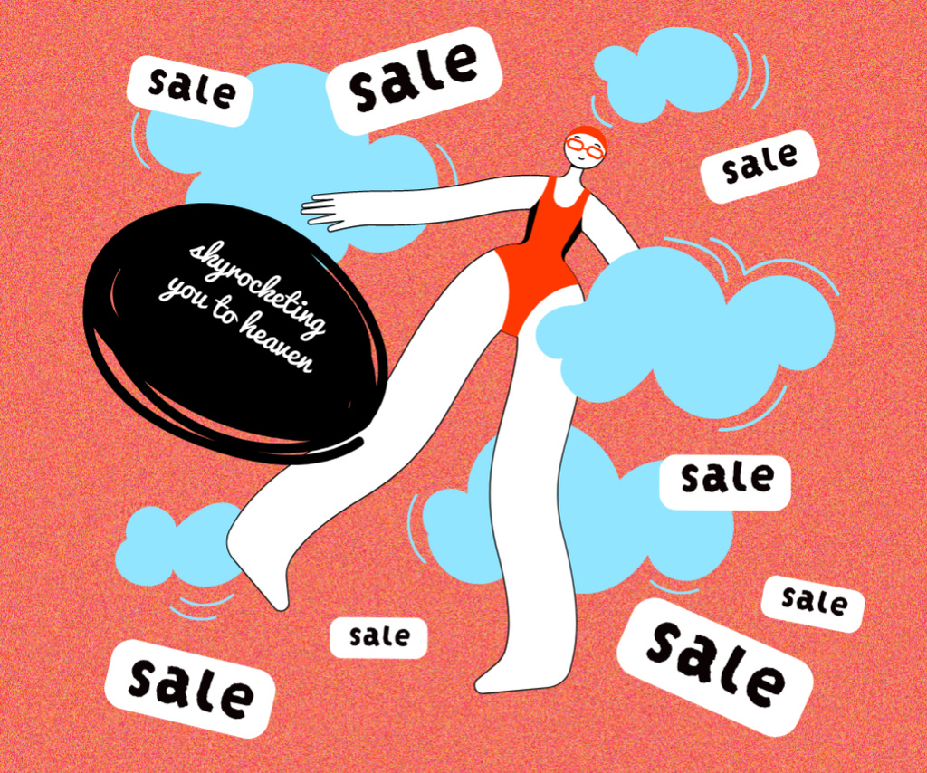 Woman in the sky Happy about Sale Medium Rectangle Design Template