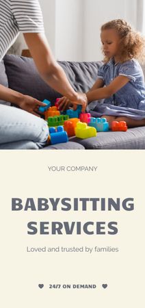 Trustworthy Babysitting Services Offer With Toys Flyer DIN Large Πρότυπο σχεδίασης