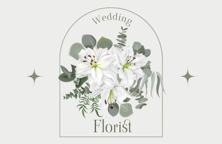 Plantilla de diseño de Promoción de floristería de bodas con lirios blancos Business Card 85x55mm 