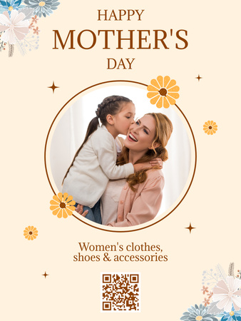 Daughter kissing Mom on Mother's Day Poster US Design Template