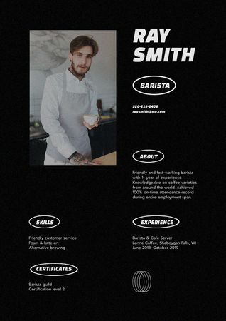 Barista skills and experience Resume Design Template