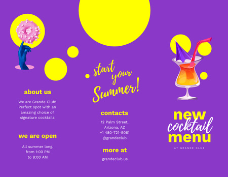 Ontwerpsjabloon van Brochure 8.5x11in van nieuwe cocktail menu advertentie met glas en donut
