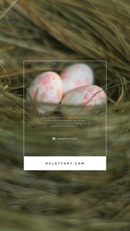 Designvorlage Easter Greeting Colored Eggs in Nest für Instagram Video Story