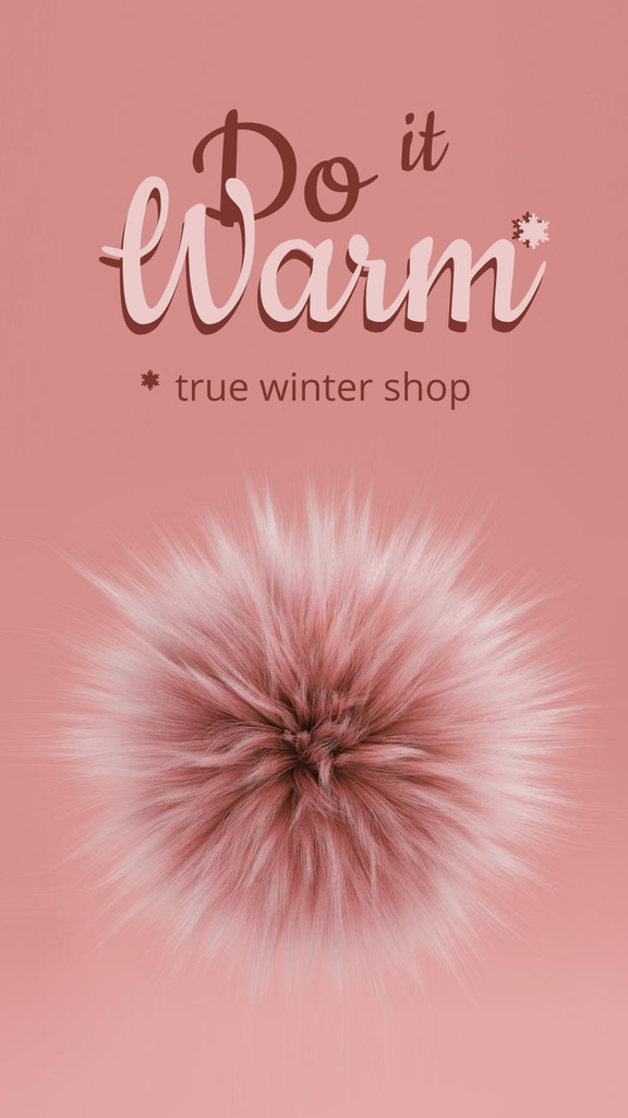 Winter Sale Announcement with Fluffy Ball Instagram Story tervezősablon