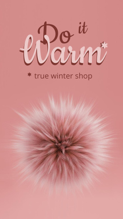объявление о зимней распродаже с пушистым мячом Instagram Story – шаблон для дизайна
